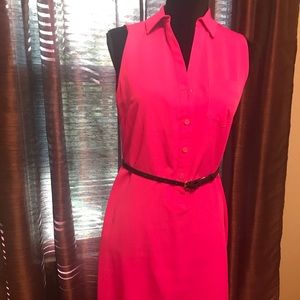 Hot pink shirt dress